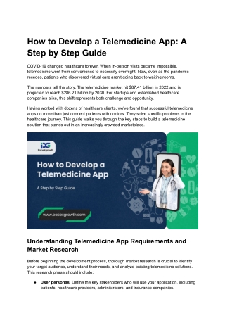 How to Develop a Telemedicine App, A Step by Step Guide