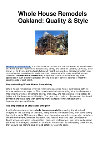 Whole House Remodels Oakland_ Quality & Style