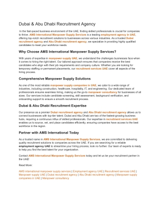 Dubai & Abu Dhabi Recruitment Agency