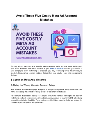 Avoid These Five Costly Meta Ad Account Mistakes
