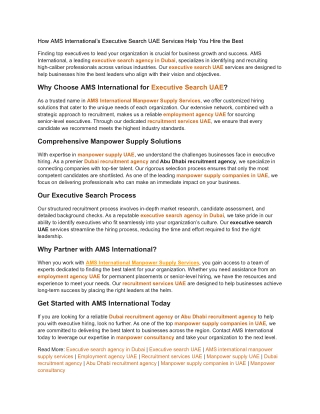 How AMS International’s Executive Search UAE Services Help You Hire the Best