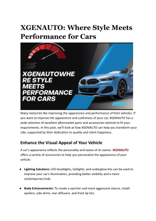 Unleash Your Car’s Potential with XGENAUTO Enhancements