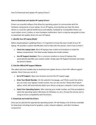 How To Download And Update HP Laptop Drivers