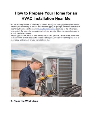 How to Prepare Your Home for an HVAC Installation Near Me