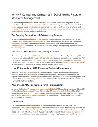 Why HR Outsourcing Companies in Dubai Are the Future of Workforce Management