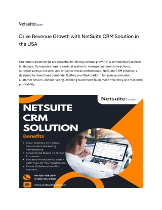 Drive Revenue Growth with NetSuite CRM Solution in the USA
