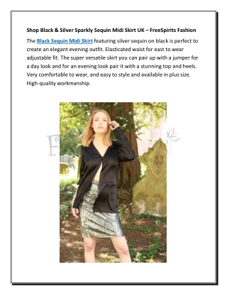 Shop Black Sequin Midi Skirt for Women UK - FreeSpirits Fashion