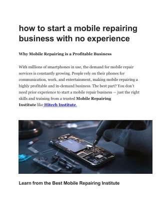 how to start a mobile repairing business with no experience