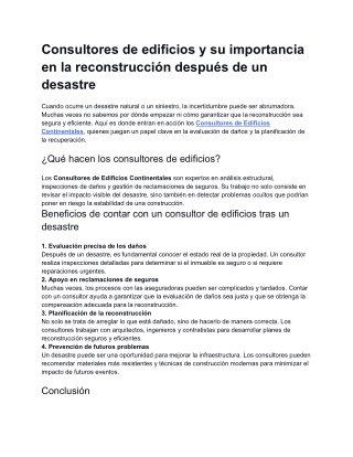 Consultores de edificios y su importancia en la reconstrucción después de un desastre