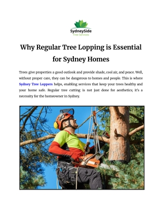 Why Regular Tree Lopping is Essential for Sydney Homes