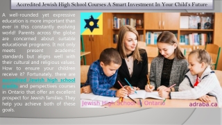 Accredited Jewish High School Courses: A Smart Investment In Your Child’s Future