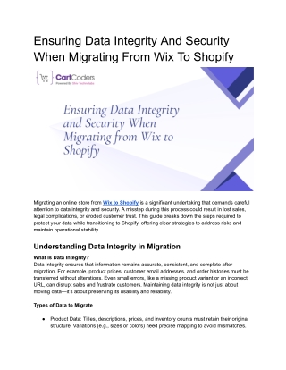 Ensuring Data Integrity And Security When Migrating From Wix To Shopify