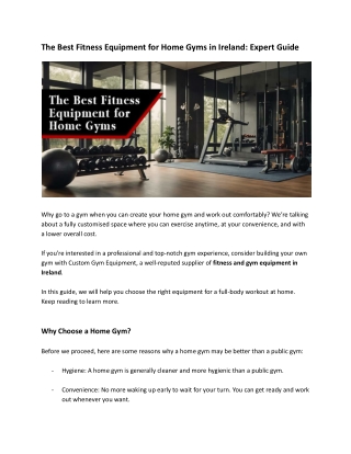 The Best Fitness Equipment for Home Gyms in Ireland_ Expert Guide