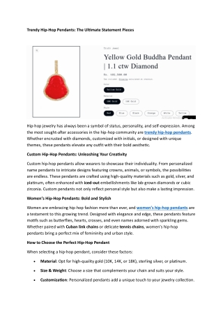 Trendy Hip-Hop Pendants- The Ultimate Statement Pieces