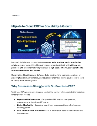 Migrate to Cloud ERP for Scalability & Growth