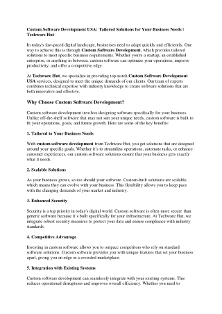 Custom Software Development USA