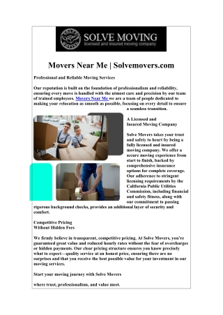 Movers Near Me | Solvemovers.com