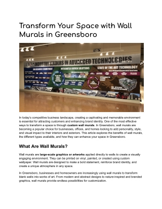 Transform Your Space with Wall Murals in Greensboro
