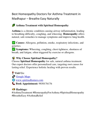 Asthma Treatment in Madhapur