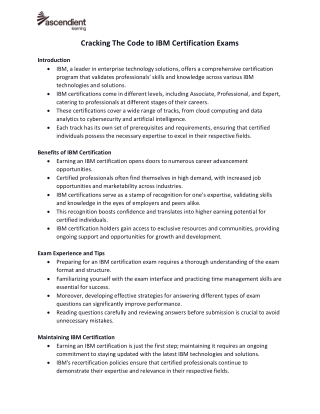 Cracking The Code to IBM Certification Exams