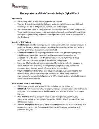 The Importance of IBM Course in Today's Digital World