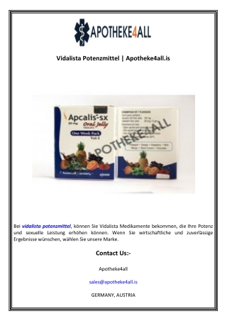 Vidalista Potenzmittel  Apotheke4all.is