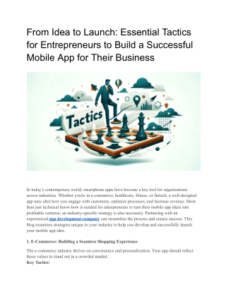 From Idea to Launch: Essential Tactics for Entrepreneurs to Build a Successful