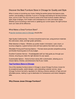 Discover the Best Furniture Store in Chicago for Quality and Style