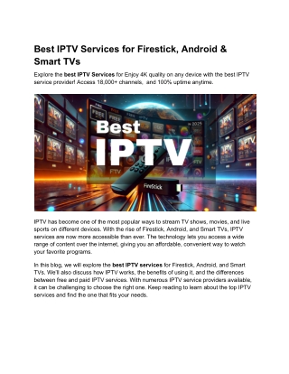 Best IPTV Services for Firestick, Android & Smart TVs