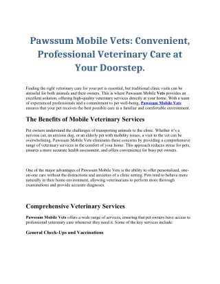 Best Pawssum Mobile Vets