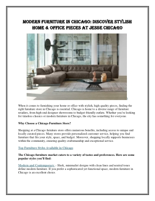 Modern Furniture in Chicago Discover Stylish Home , Office Pieces at Jesse Chicago