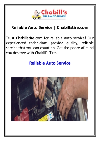 Reliable Auto Service  Chabillstire.com