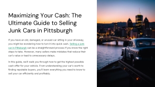The Ultimate Pittsburgh Junk Car Selling Guide: Get Paid Fast