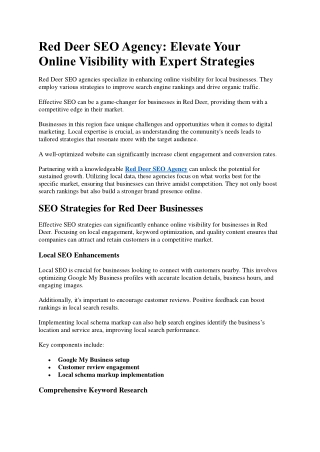 Red Deer SEO Agency Elevate Your Online Visibility with Expert Strategies