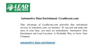 Automotive Data Enrichment Leadlocate.com