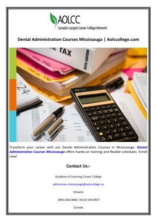 Dental Administration Courses Mississauga  Aolccollege.com