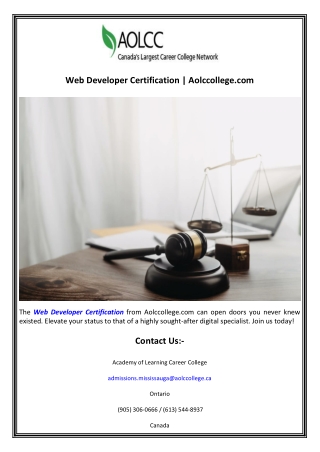 Web Developer Certification  Aolccollege.com