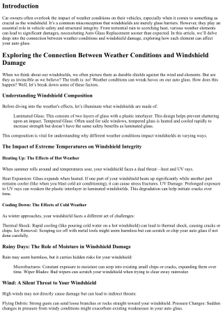 Exploring the Connection Between Weather Conditions and Windshield Damage