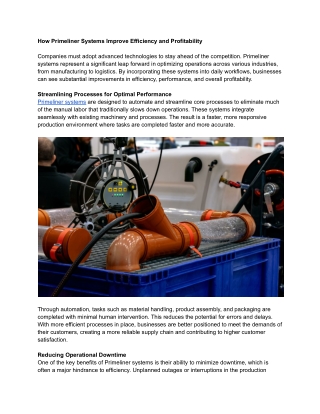 How Primeliner Systems Improve Efficiency and Profitability