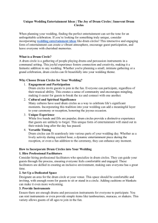 Unique Wedding Entertainment Ideas | The Joy of Drum Circles | Innovent Drum Cir