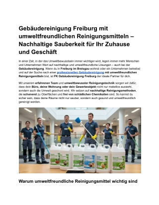 Gebäudereinigung Freiburg mit umweltfreundlichen Reinigungsmitteln