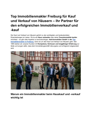Top Immobilienmakler Freiburg für Kauf und Verkauf von Häusern