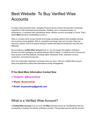 Best Website  To Buy Verified Wise Accounts