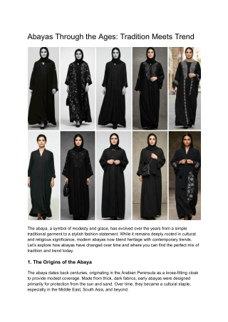 Abayas Through the Ages: Tradition Meets Trend