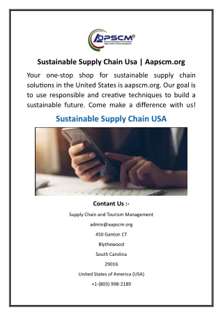 Sustainable Supply Chain Usa  Aapscm.org
