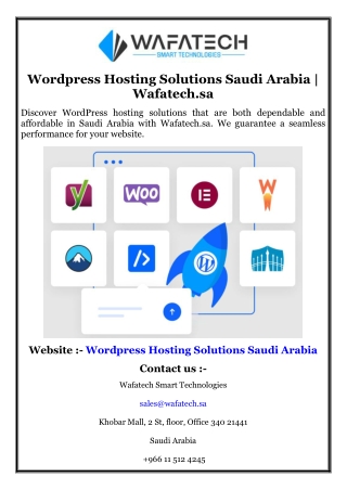 Wordpress Hosting Solutions Saudi Arabia  Wafatech.sa