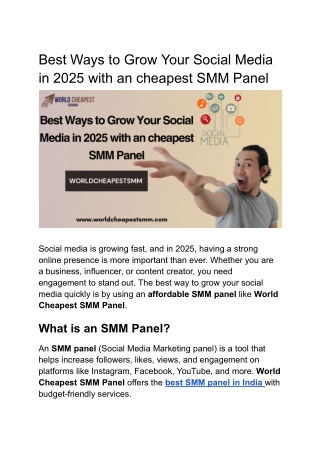 Best Ways to Grow Your Social Media in 2025 with an cheapest SMM Panel