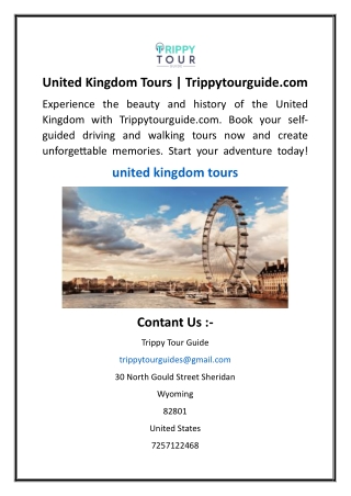 United Kingdom Tours  Trippytourguide.com