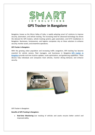 GPS Tracker in Bangalore
