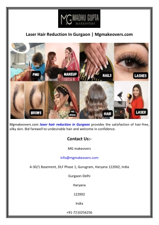 Laser Hair Reduction In Gurgaon  Mgmakeovers.com